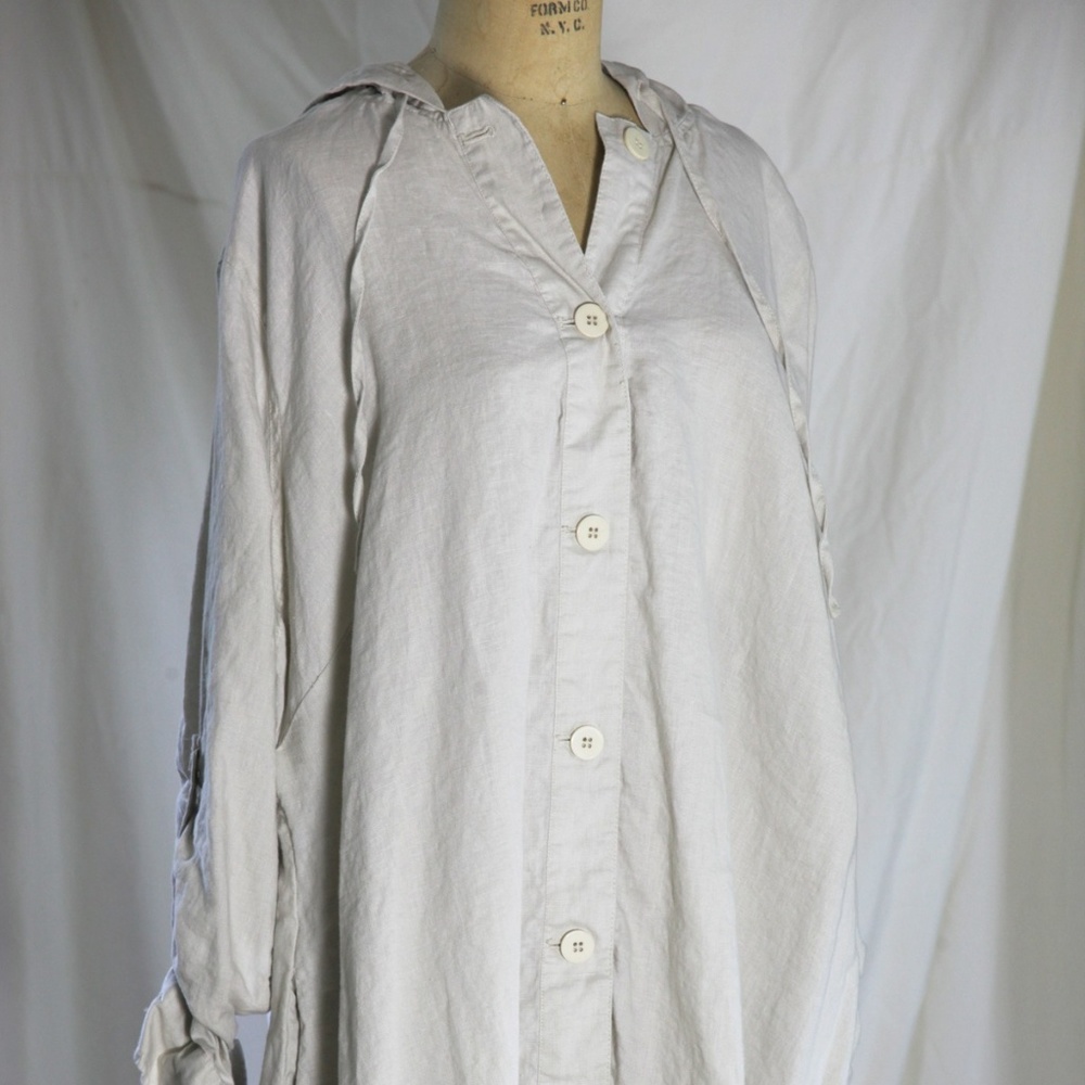 Women's 2X natural linen hoodie/tunic